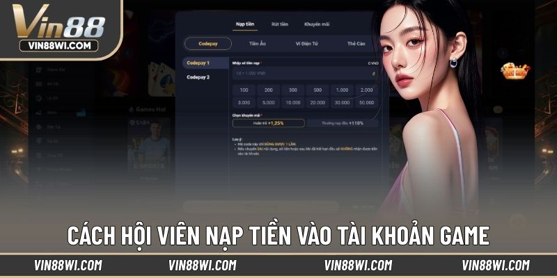 Cách hội viên nạp tiền vào tài khoản game